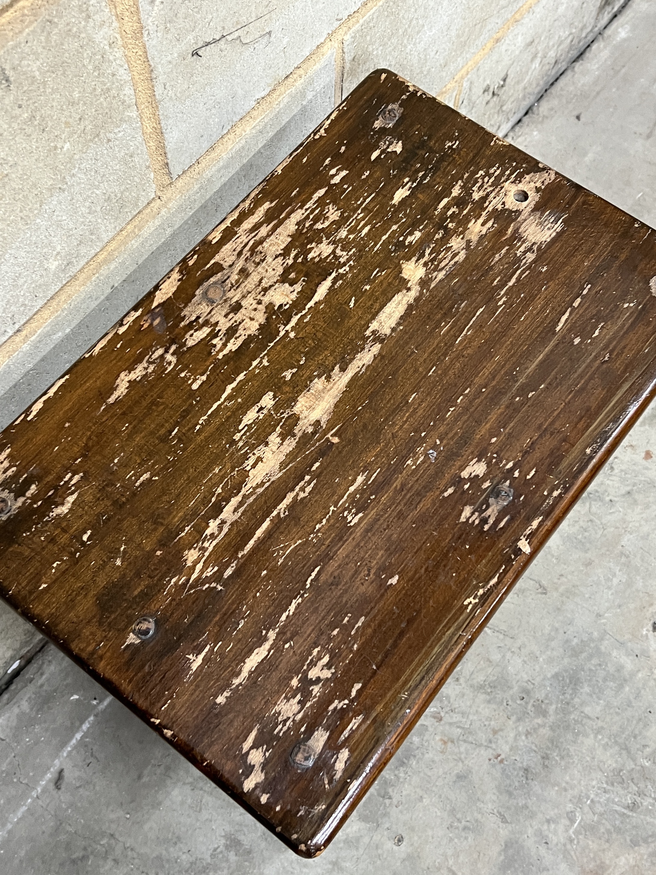 A rectangular 17th century style joint stool, width 53cm, height 48cm, together with a pair of carved table bases